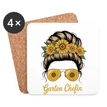 Garten Chefin Hobbygärtnerin Gärtnerei Sonnenblume - Untersetzer (4er-Set) - Weiß - Vorne
