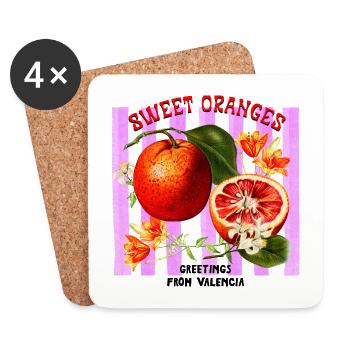 Sommer-Orangen-Print - Untersetzer (4er-Set) - Weiß - Vorne