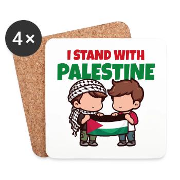 I stand with Palestine. Friends with flag Keffiyeh - Dessous de verre (lot de 4) - blanc - Devant