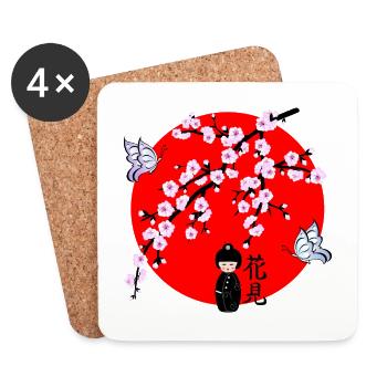 Cherry Blossom Geisha Japanese Character 1 - Untersetzer (4er-Set) - Weiß - Vorne