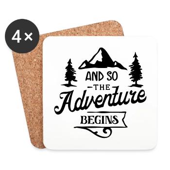Adventure begins – Abenteuer Berge Reise Geschenk - Untersetzer (4er-Set) - Weiß - Vorne