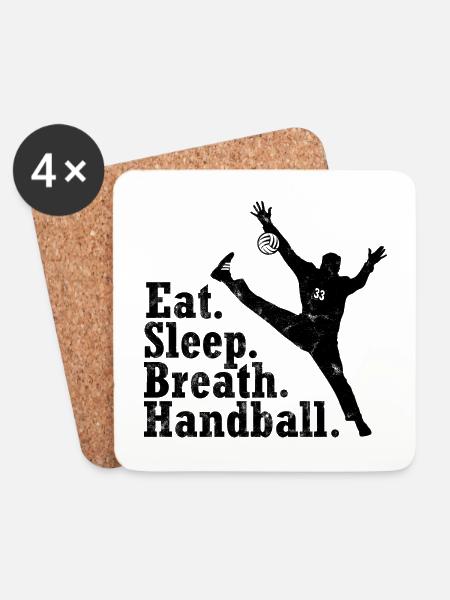 HANDBALL WM TORWART EEAT, SLEEP, BREATH - Untersetzer (4er-Set) - Weiß