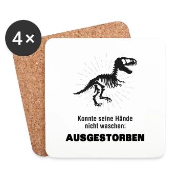 Corona Virus Grippe lustige Sprüche Geschenk Dino - Untersetzer (4er-Set) - Weiß - Vorne