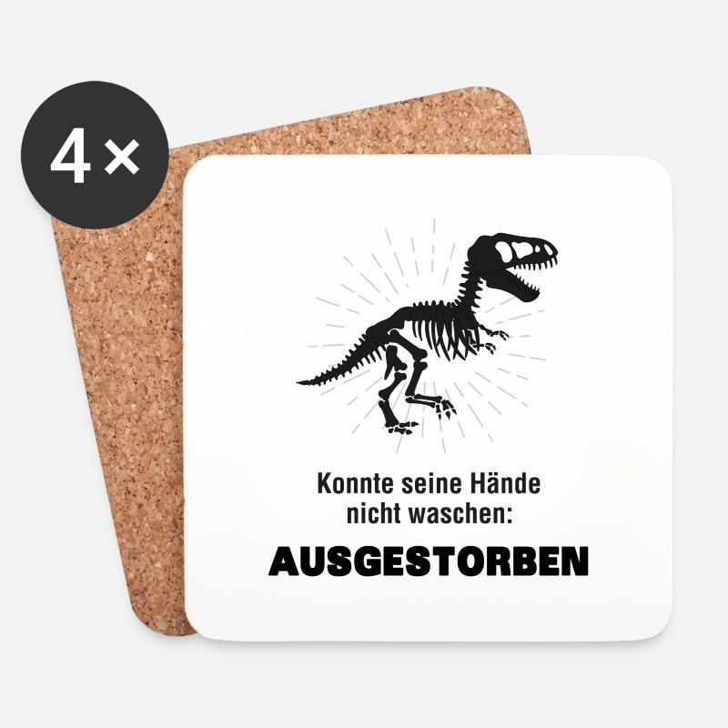 Corona Virus Grippe lustige Sprüche Geschenk Dino - Untersetzer (4er-Set) - Weiß