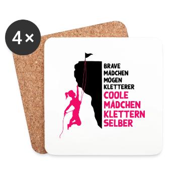 coole Mädchen klettern Kletterer Geschenk Frau - Untersetzer (4er-Set) - Weiß - Vorne