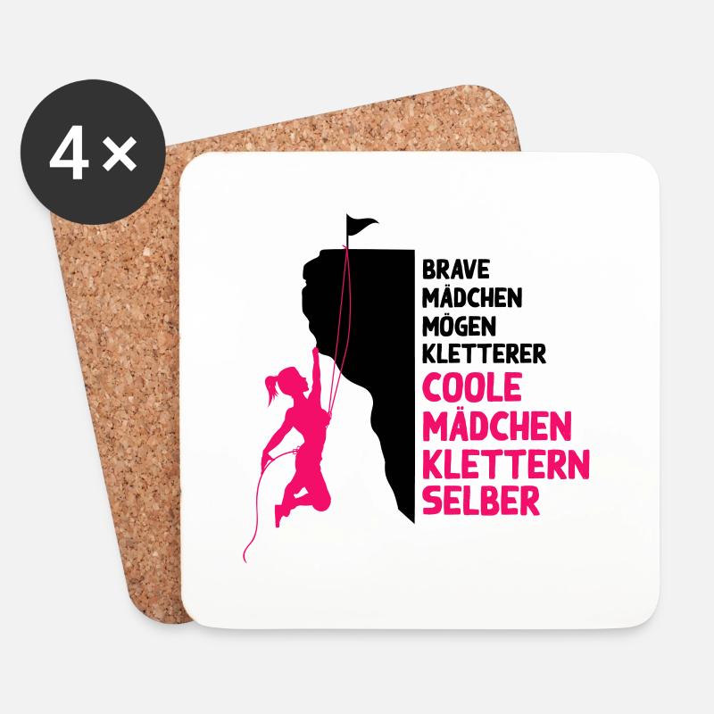 coole Mädchen klettern Kletterer Geschenk Frau - Untersetzer (4er-Set) - Weiß