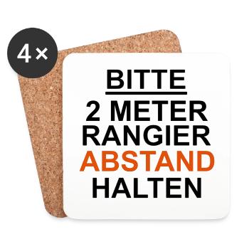 Bitte 2 Meter Rangierabstand halten Corona abstand - Untersetzer (4er-Set) - Weiß - Vorne