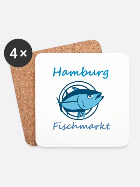 Fischmarkt Hamburg - Untersetzer (4er-Set) - Weiß