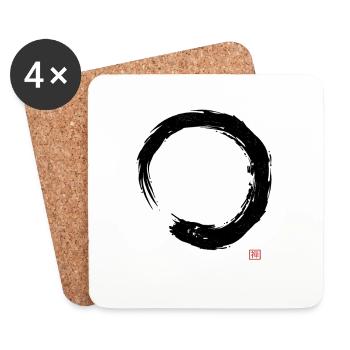 Calligraphy Enso Circle Zen Buddhism - Coasters (set of 4) - white - Front