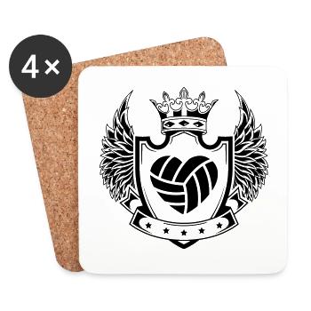 Volleyball heart coat of arms - Coasters (set of 4) - white - Front