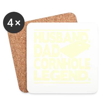 Husband Dad Cornhole Legend - Untersetzer (4er-Set) - Weiß - Vorne