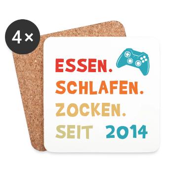 Jahrgang 2014 8 Geburtstag Geschenkidee für Gamer - Untersetzer (4er-Set) - Weiß - Vorne