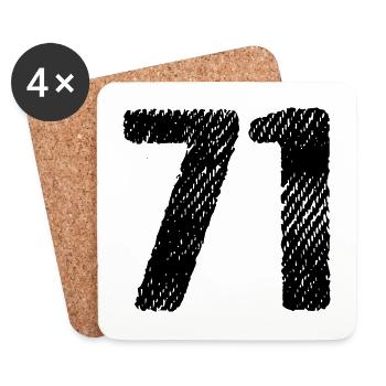 71 Zahl Trikot - Untersetzer (4er-Set) - Weiß - Vorne