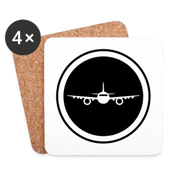 Airplane Icon - Coasters (set of 4) - white - Front