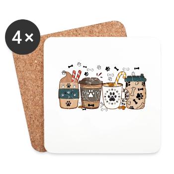Hund Mama Kaffeeliebhaber, warmer gemütlicher Winter, Latte Iced - Untersetzer (4er-Set) - Weiß - Vorne