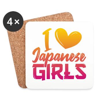J’aime les filles japonaises - Dessous de verre (lot de 4) - blanc - Devant