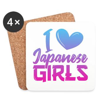 J’aime les filles japonaises - Dessous de verre (lot de 4) - blanc - Devant