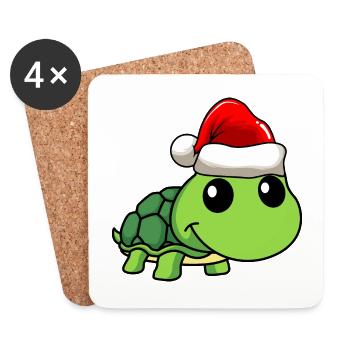 Turtle Comic Christmas - Dessous de verre (lot de 4) - blanc - Devant