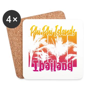 Îles Phi Phi Thaïlande - Dessous de verre (lot de 4) - blanc - Devant