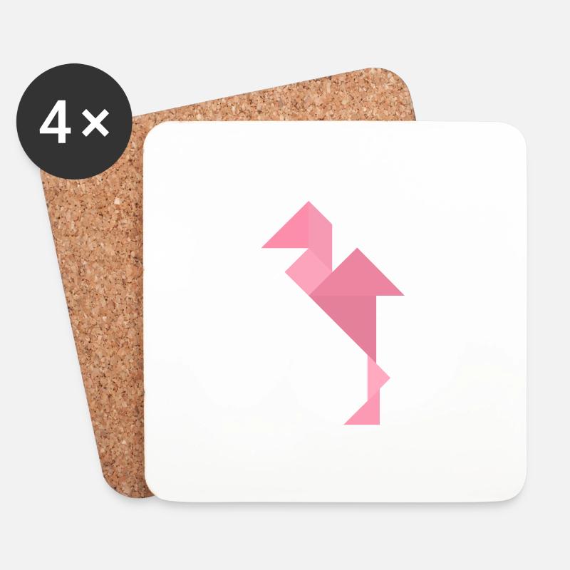 Flamingo - Tangram - Coasters (set of 4) - white