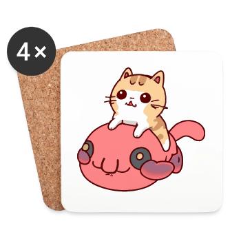 Katze reitet einen Blobfisch - Untersetzer (4er-Set) - Weiß - Vorne