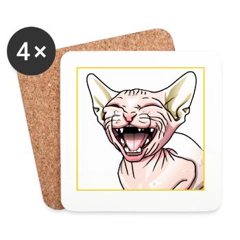 Sphynx cat laughs - Coasters (set of 4) - white - Front