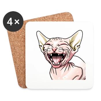 Sphynx cat laughs - Coasters (set of 4) - white - Front