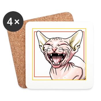 Sphynx cat laughs - Coasters (set of 4) - white - Front