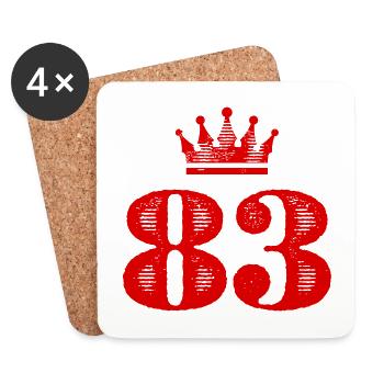 83 Number crown - Coasters (set of 4) - white - Front