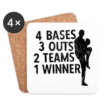 Baseball - Untersetzer (4er-Set) - Weiß - Vorne