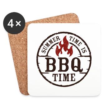 L’heure d’été est l’heure du barbecue - Dessous de verre (lot de 4) - blanc - Devant