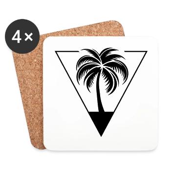Symbole de la silhouette de la paume - Dessous de verre (lot de 4) - blanc - Devant