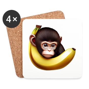 Affe Versteckspiel Banane - Untersetzer (4er-Set) - Weiß - Vorne
