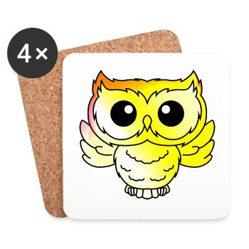 Owl Comic Animal - Coasters (set of 4) - white - Front