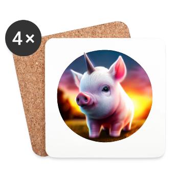 Unicorn pig in sunset - Coasters (set of 4) - white - Front