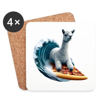 Pizza Vagues Alpaga Surfer - Dessous de verre (lot de 4) - blanc - Devant