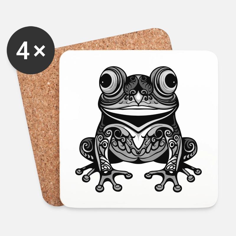 Frosch Portrait Tier - Untersetzer (4er-Set) - Weiß