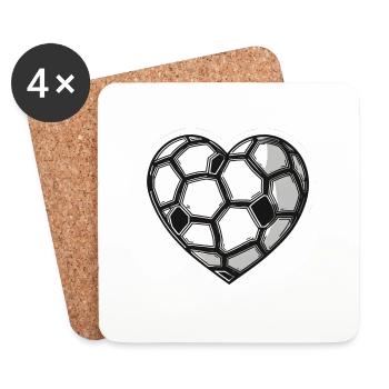 Football Football Amour Coeur Pour Fans Joueurs Arbitre - Dessous de verre (lot de 4) - blanc - Devant
