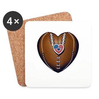 American Football Ball Love Heart For Fans Players - Dessous de verre (lot de 4) - blanc - Devant