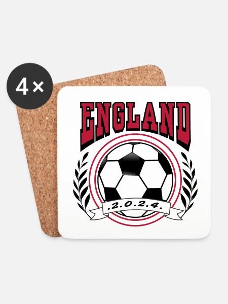 Football Soccer England Retro Style Fußball EM2024 - Untersetzer (4er-Set) - Weiß