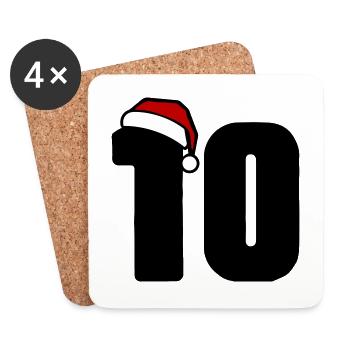 10 Numéro de Noël - Dessous de verre (lot de 4) - blanc - Devant