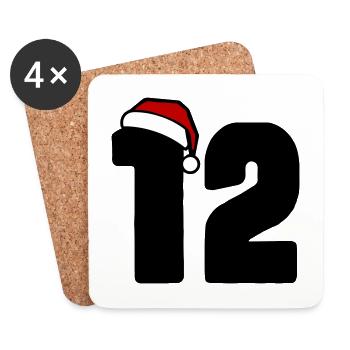12 Zahl Weihnachten - Untersetzer (4er-Set) - Weiß - Vorne