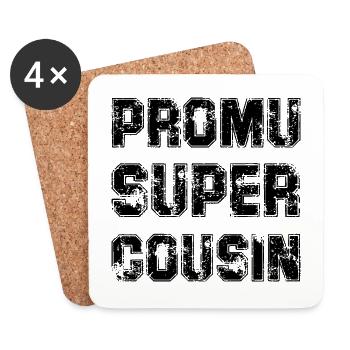 Promu Super Cousin Cadeau Rigolo Homme Cousin - Dessous de verre (lot de 4) - blanc - Devant