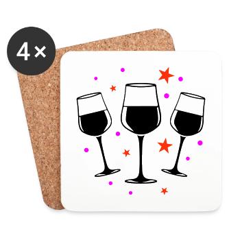 Weinglas Rotwein Symbol - Untersetzer (4er-Set) - Weiß - Vorne