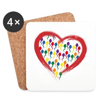 Color Herz Love Bo-Grafik - Untersetzer (4er-Set) - Weiß - Vorne
