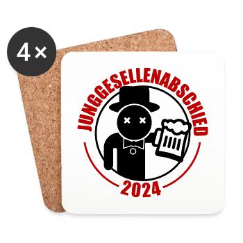 Junggesellenabschied 2024 Bier - Untersetzer (4er-Set) - Weiß - Vorne