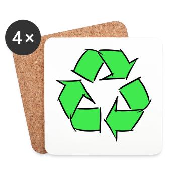 Icône recyclée, dessin décoratif, personnalisable. - Dessous de verre (lot de 4) - blanc - Devant