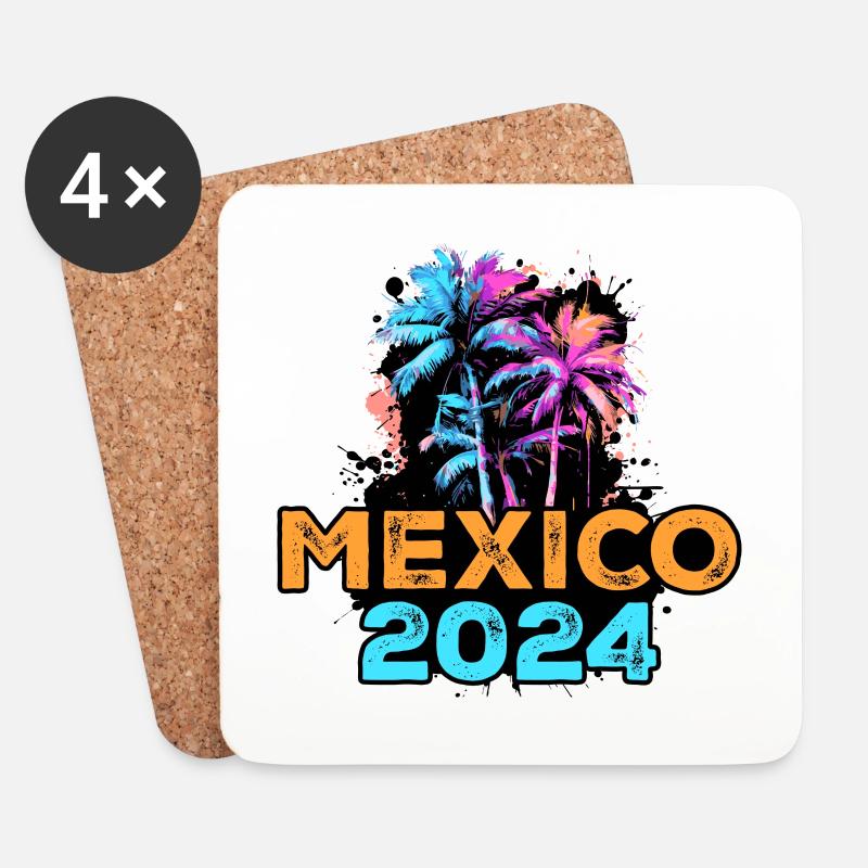 Mexiko 2024 Reise - Untersetzer (4er-Set) - Weiß