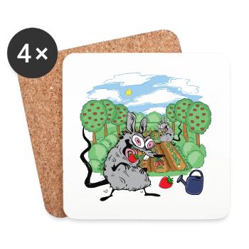 Rat, Gardening, Rats, Rodents, Strawberries, Mouse, Mice - Coasters (set of 4) - white - Front