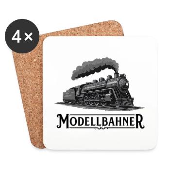 Modellbahner - Dampflok Design für Eisenbahnfans - Untersetzer (4er-Set) - Weiß - Vorne